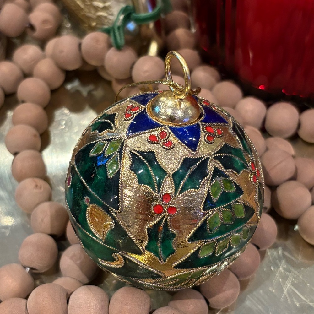 Vintage Cloisonné Gold Tree Ornament